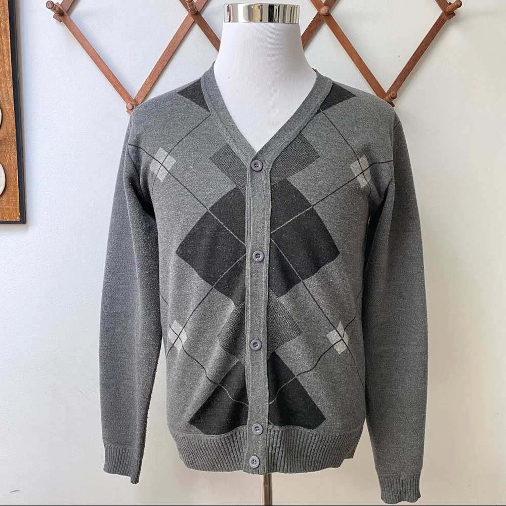 Cambridge Argyle Cardigan Grey Sweater